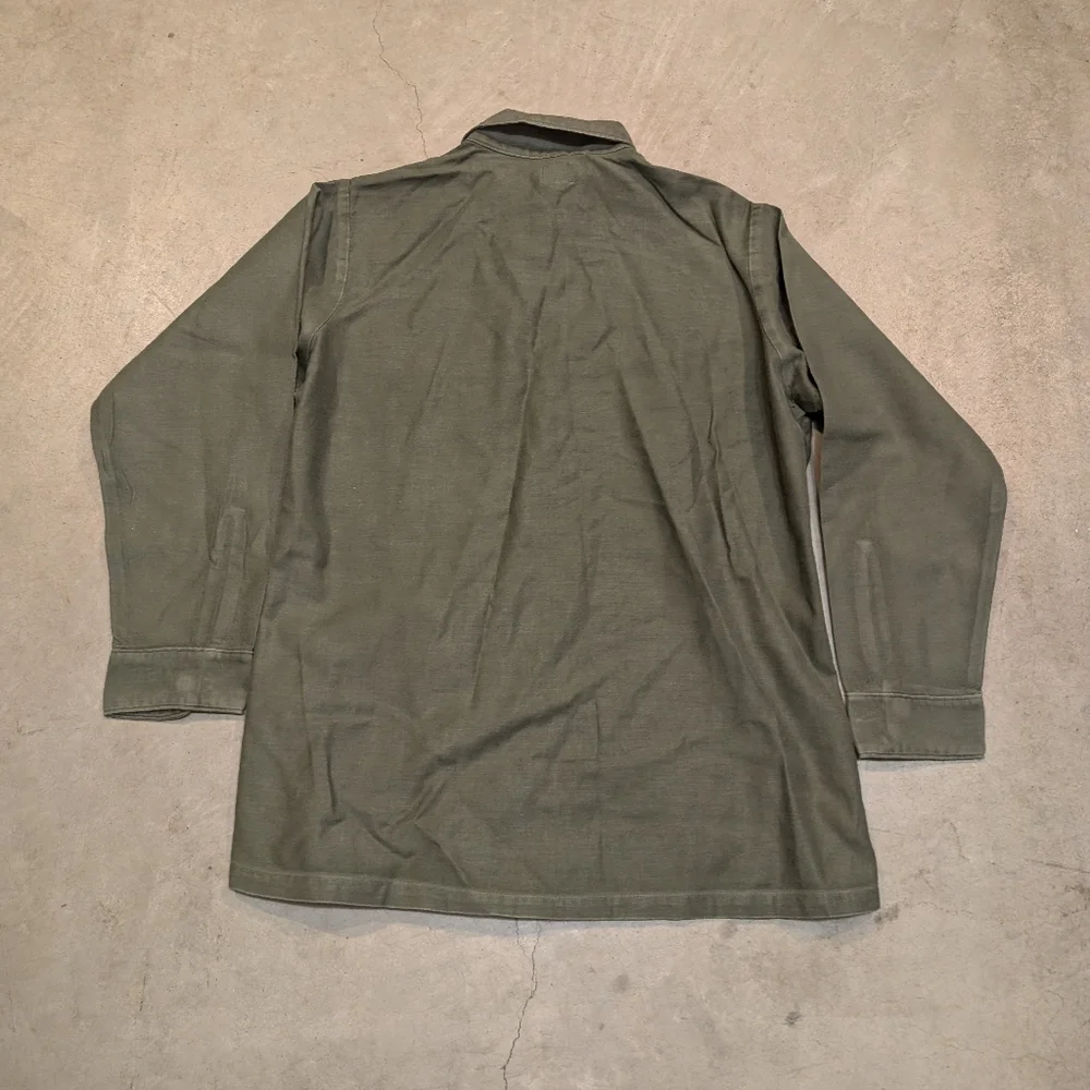 VTG 70s USMC Sateen Utility Shirt Olive Green Military Utility Shirt Jacket